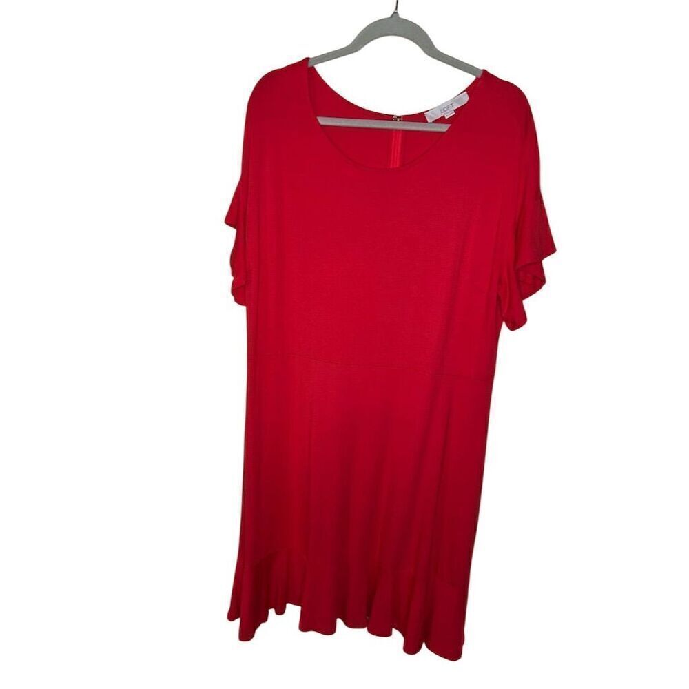 LOFT Women's Red Flutter Sleeve Knee Length Dress Size 18 Plus Casual